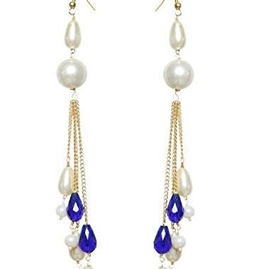 Pearl White & Blue Earrings for Women