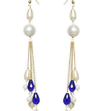 Pearl White & Blue Earrings