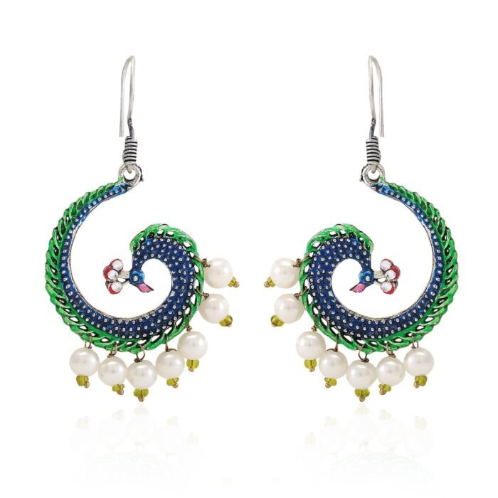 Pearl Mayur Designed Dangle Earrings for Women