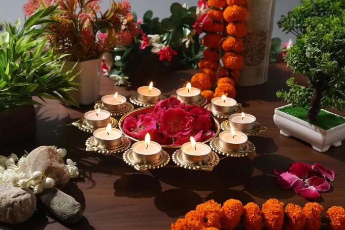 Diya set with flower