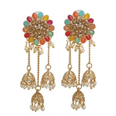 Multicolor Metal Jhumki Earrings for Women